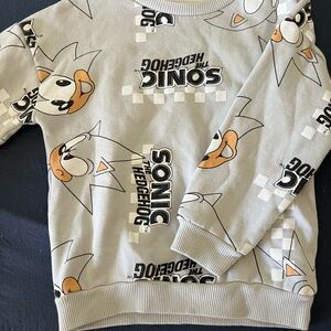 Sonic the Hedgehog Graphic Crewneck Sweatshirt - Light Gray & Orange